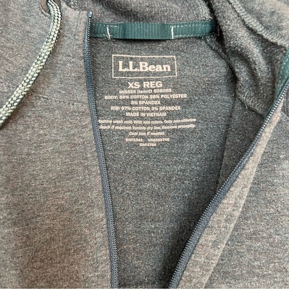 L.L. Bean Blue Cotton Blend Lightweight Hoodie Size XS - Picture 7 of 10